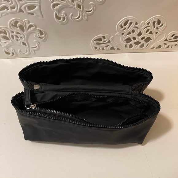 Christian Dior Beauty Cosmetic Makeup Black Dual Pouch Zip Bag Travel - Picture 7 of 13